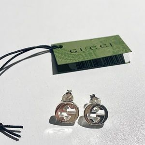 GUCCI SILVER INTERLOCKING G EARRINGS